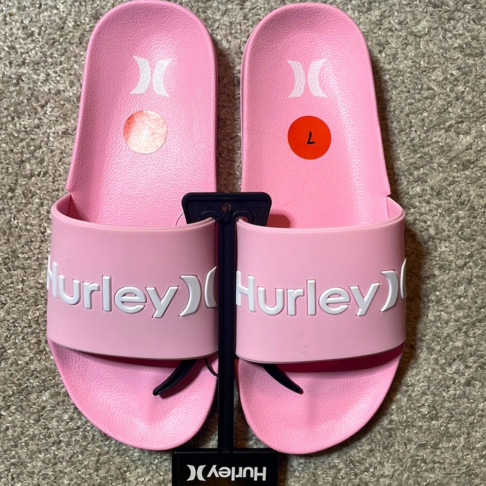 Hurley Pink Slides Size 7 NWT